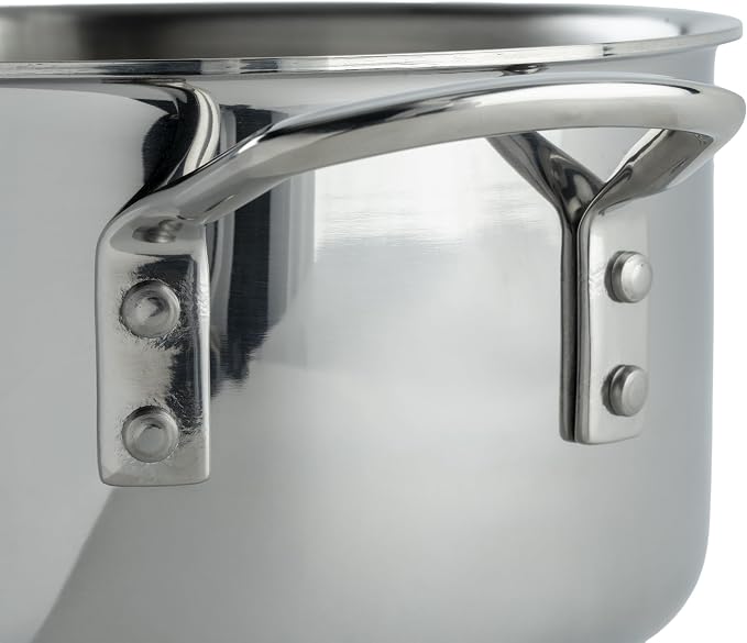 WINCO Tri-Ply Stock Pot, Silver | Dishwasher safe, Triple-riveted handles, Dripless pouring, Great for Stocks, Soups, Pasta and Batch Cooking