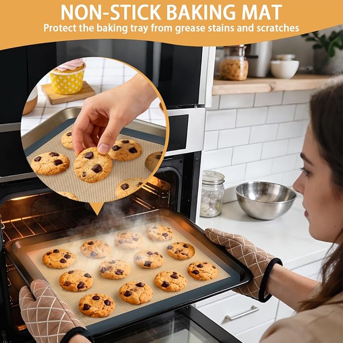 SenseYo 6 Pcs Silicone Baking Mat Non Slip Reusable BPA Free Silicone Rectangular Bakeware Sheet Liner for Cookies Pastry Bread Dough Prep Oven Counter (Gray)
