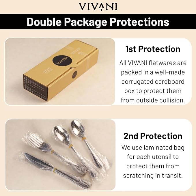 VIVANI 16-Piece Gold Silverware Set for 4, Stainless Steel Flatware Set | Dishwasher Safe Cutlery Set with Titanium Coating for Home, Kitchen, Apartment, Dinner Party, Housewarming, Rust Resistant