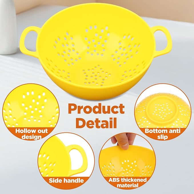 10 Pack 6-inch Mini Plastic Colander, BPA-Free Kitchen Dishwasher Safe Strainer with Double Handles for Berries Vegetables Fruits, 8 Colors