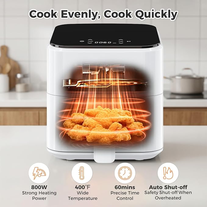 DUMOS 3 Qt Air Fryer, Compact Digital Airfryer with Auto Shut-Off, Fast Cooking for Quick Easy Meals, Space Saving Mini Air Fryer for Small Kitchens, Apartments & Singles