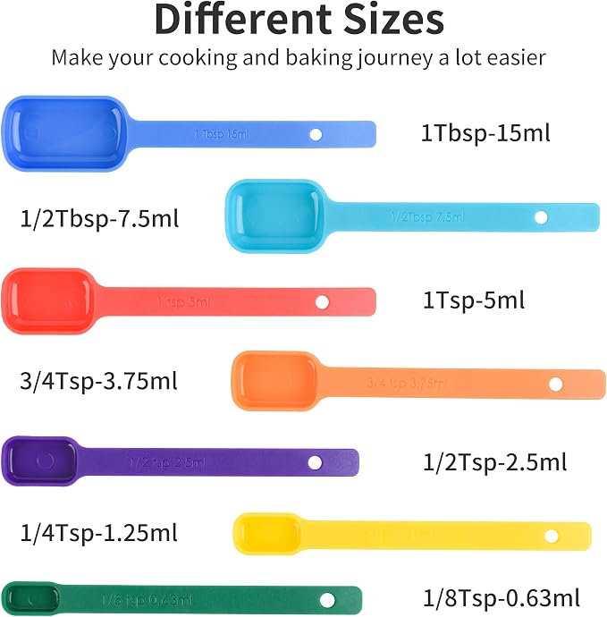 Measuring Cups and Spoons Set, Plastic Measuring Cup Set 15, Mixing Color Dry Measure Cups Spoons, 7 Measuring Cups & 7 Spoons, Kitchen Measure Cup Spoons for Cooking & Baking