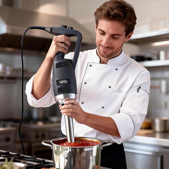 VONCI 750W Commercial Immersion Blender, Handheld Stick Mixer with 18" Detachable Shaft, Variable Speed 8000-19000RPM, Sharp SUS Blade, Extra Heavy Duty Hand Mixer for Restaurant Kitchen.