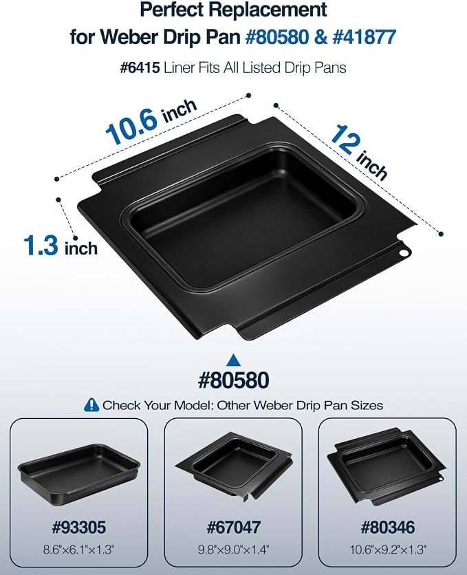 80580 Catch Pan for Weber Grills, Grease Tray Catcher for Weber Q200 Q220 Q240 Q300 Q320 & Q2000 Q3000 Series Grills, Drip Pans for Weber Replacement 80580 41877