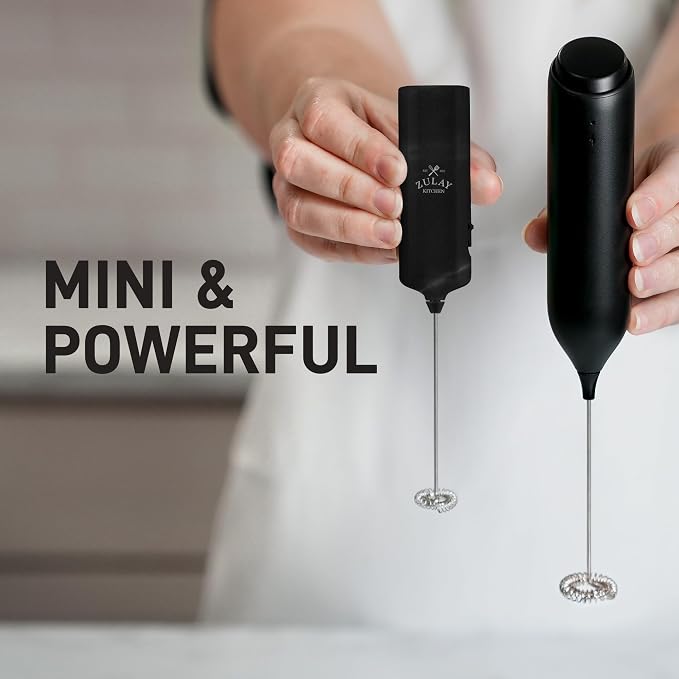 Mini & Mighty Milk Frother Wand – Powerful Handheld Coffee Frother, Battery Operated Drink Mixer – Compact Pocket Size – Detachable Whisk for Latte, Cappuccino, Matcha, Hot Chocolate