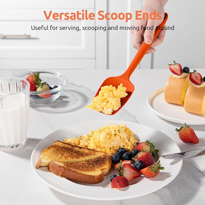 U-Taste Silicone Spatula Set with 600 Degrees Fahrenheit Heat Resistant (Orange) | Food Grade Hot-Proof Seamless Rubber Scraper, Kitchen Flexible Silicon Cooking Utensil Set, Diswasher Safe Baking Supplies