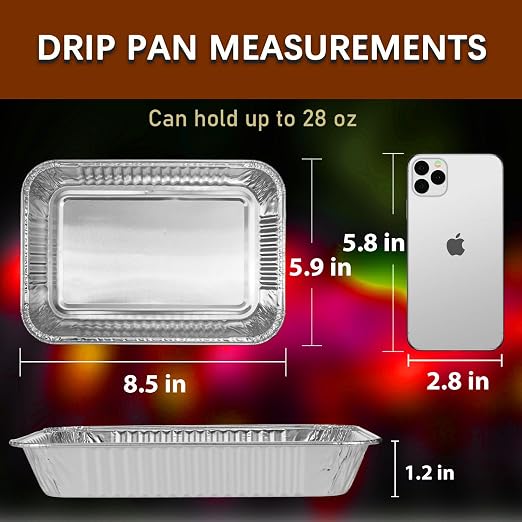 Aluminum Drip Pans for Weber - Disposable Foil Grease Trays Compatible with Weber Grills Spirit Gas Grills, Q Grills, Genesis and Genesis II LX 200 300 Series, Replacement Liners 8.5" X 6", 20 Pack