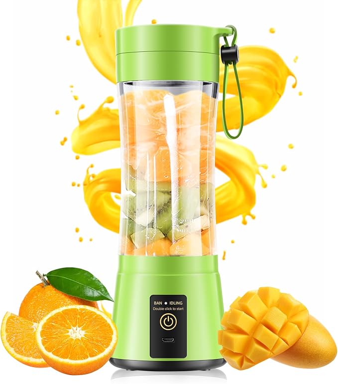 Portable Blender Personal Size Blender Make Smoothies, 12oz Mini Travel Cup | BPA-Free Small Blender with High Blending Speed, 6 Steel Blades, Easy Clean, Freshly Squeezed in Sports/Office/Gym
