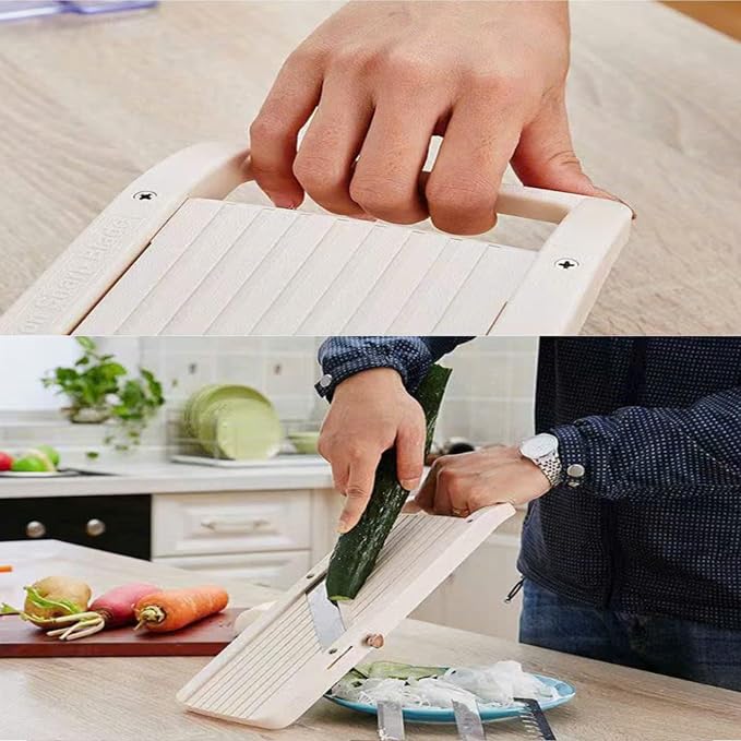 Professional Mandoline Slicer for Kitchen, Wide Vegetable Cutter with 4 Stainless Steel Blades