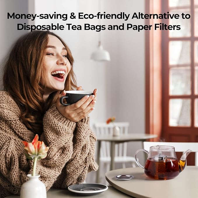 Extra Fine Mesh Tea Infuser for Loose Leaf Tea Steeper 1.5”x2.2” | 304 Stainless Steel Tea Strainers & Filters for Loose Tea, Updated Slim Threaded Lid Tea Ball for Mug, Cup, Teapot, Kettle