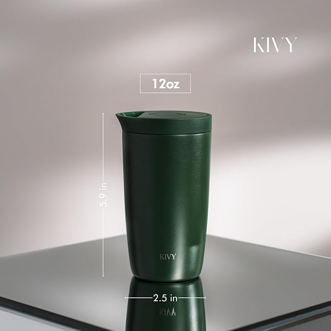 KIVY Travel Coffee Mug Tumbler [24h Cold | 6h Hot] Insulated Coffee Tumbler Stainless Steel - Leak Proof Coffee Travel Mug - 12oz Insulated cup to go for hot & cold drinks - Cups for Women & Men