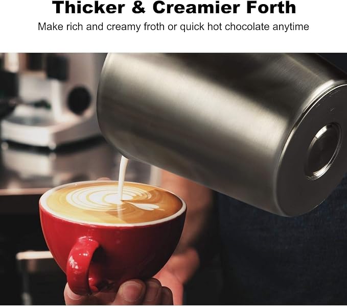 Secura Electric Milk Frother, 17oz Stainless Steel Hot & Cold Foam Maker | 304 Stainless Steel Jug, Teflon-Free & BPA-Free Design, Dishwasher-Safe, 4-in-1 Foam Maker, Create Latte, Hot Chocolate