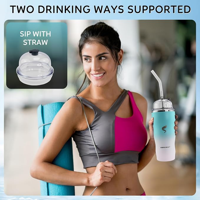 20 oz Insulated Tumbler, Straw and Flat Lids,Blue white | 18/8 stainless steel, double-wall vacuum insulation, BPA-free materials, reusable straw, for everyday hot and cold drinks.
