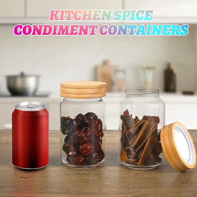 Small Glass Jars with Airtight Lid Seasoning Containers Glass Spice Jar Food Pantry Storage Containers for Kitchen Sugar Tea Coffee Bean Nuts Cookies Herbs Salt (23oz(700ml)*2pack)