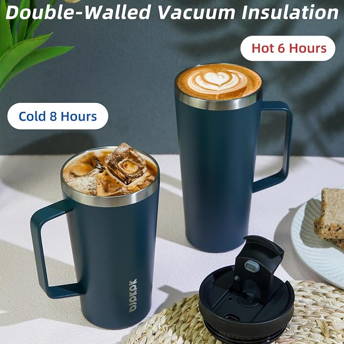 BJPKPK 30oz Insulated Tumbler with Handle, Lid & Straw, Stainless Steel | Double Wall Vacuum Insulated Coffee Travel Mug - Keeps Cold & Hot, BPA Free, Cupholder Fit for Office, Gym & Travel