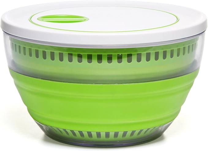 PrepWorks 4 Qt Collapsible Salad Spinner for Quick Salad Washing and Drying | Collapsible Space-Saving Design, BPA-Free and Dishwasher Safe for Easy Clean Up