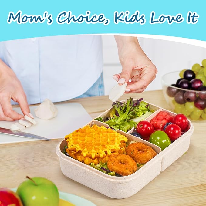 MISS BIG® Bento Lunch Box for Kids, 1150ml, 3 Compartments, White | White kids bento lunch box for school meals, daycare snacks, light lunch portions, picnic, and travel.