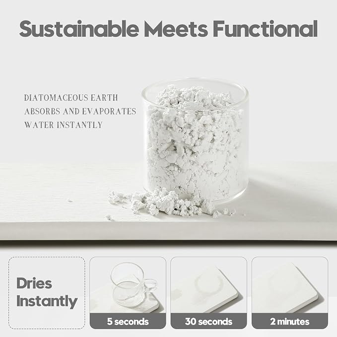 2PCS White Water Absorbing Diatomite Stone Drying Soap Dish Sink Vanity Tray for Bathroom/Kitchen Counter, Sponge Holder Mat Dispenser Rack Faucet Splash Guard Caddy Organizer, 9"x3.5"