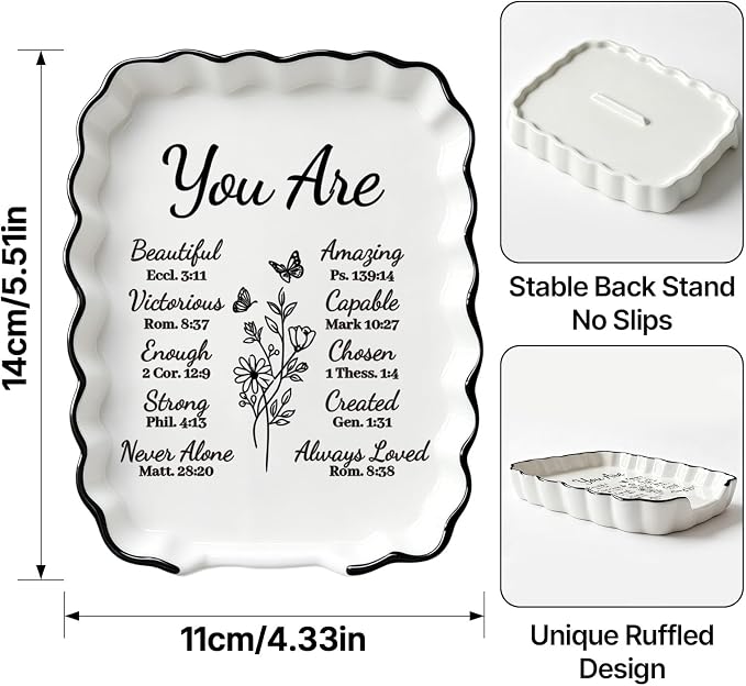 Inspirational Christian Religious Gifts for Women Mom Wife, Spoon Rest | Ceramic Spoon Rest for Stove Top, Spoon Holder for Kitchen Counter Cooking Utensil Rest, Bible Verse Farmhouse Kitchen Decor