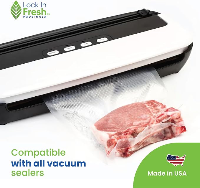 Vacuum Sealer Bags for Food - Heavy Duty Food Saver Vacuum Sealer Bag Rolls - Sous Vide, Seal a Meal Bags, 4-pack, 8" x 20' - Made in the USA