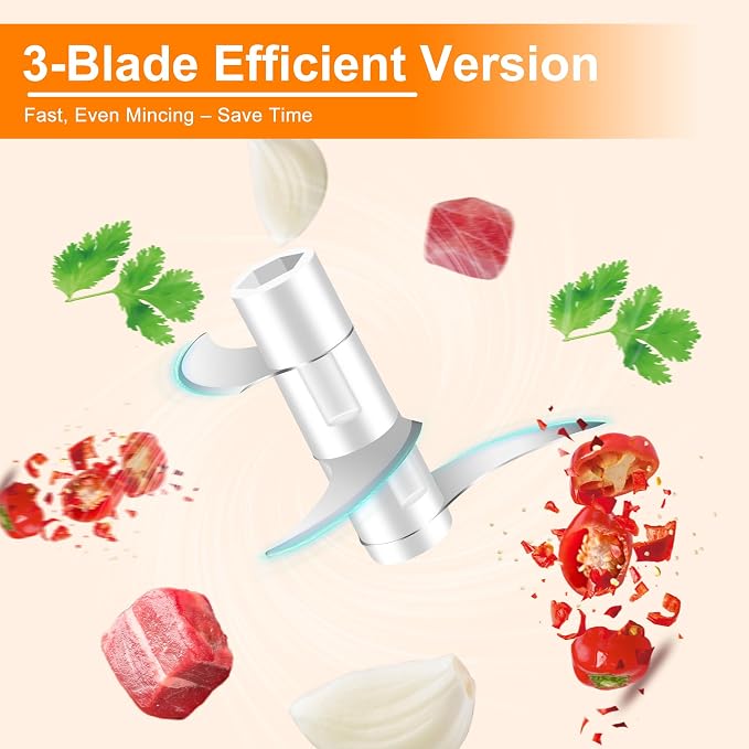 250ML Garlic Chopper, Electric Garlic Mincer, Mini Food Processor | 3 Blades Onion Grinder, USB Garlic Press, Small Portable Vegetable Chopper for Chili, Fruit, Meat