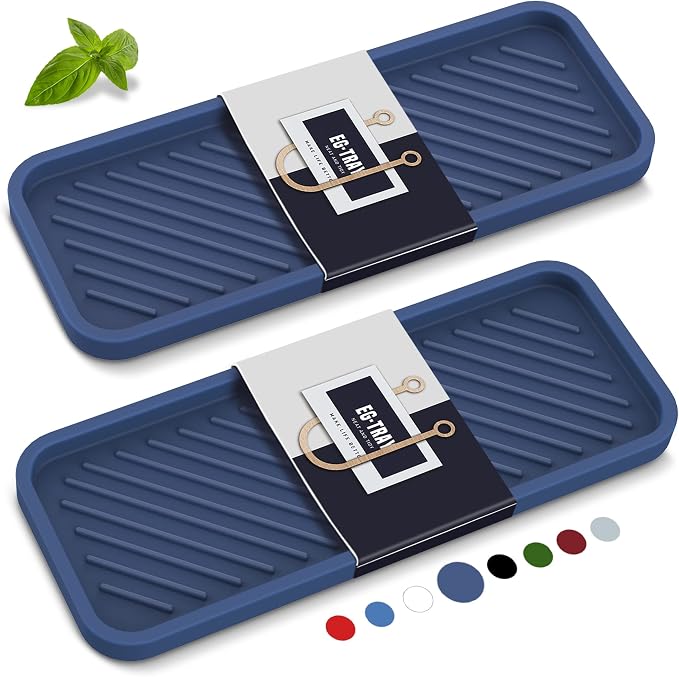 EG-SIPRO Silicone Sink Organizer Tray, 2-Pack, SASA Color, Unisex | Silicone Soap/Sink/Drip Tray, Kitchen Sink Organizer, Small Mats for Counter, Soap Dish Tray, Dishwashing Accessories