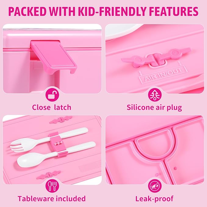 rockpapa Chill Bento Box for Kids with Ice Pack, 5-Compartments, Fairies | Large 5.5 Cups, BPA-Free, Leak Proof, with Utensils & Handle, Microwave/Dishwasher Safe, for School, Picnic, Boys, Girls