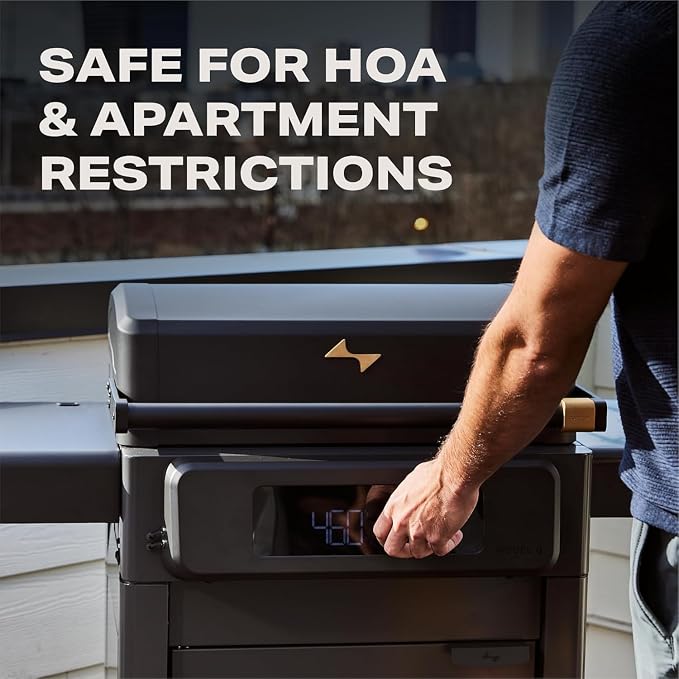 Current® Model G Smart Electric Griddle, Flat Top, Onyx | Apartment-Friendly and Weather-Resistant; App-Connected Control from 200°F to 600°F for BBQs, Searing and Roasting.