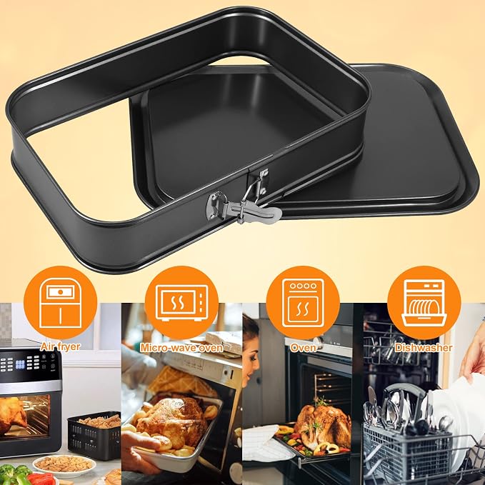 Springform baking Pan Rectangle, 14 x 9.5 Inch Large Spring Form Cake Pan with Removable Bottom, Non-stick Cheesecake Cake Pan Bakeware for Home Kitchen DIY (Rectangular)