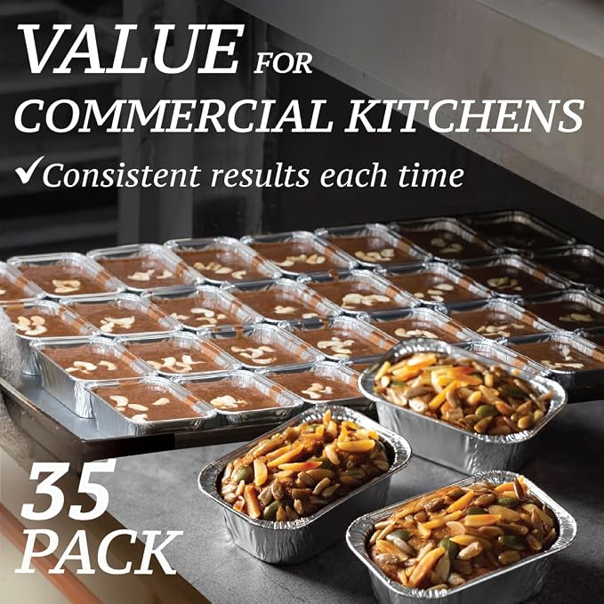 (35 Pack) 1 Lb Aluminum Foil Mini Loaf Pans - Foil Bread Pans for Baking - Perfect to Bake Individual Bread Loaves, Cakes & Meat - 1 Pound Aluminum Loaf Pans - 6 x 3.5 x 2 Inches