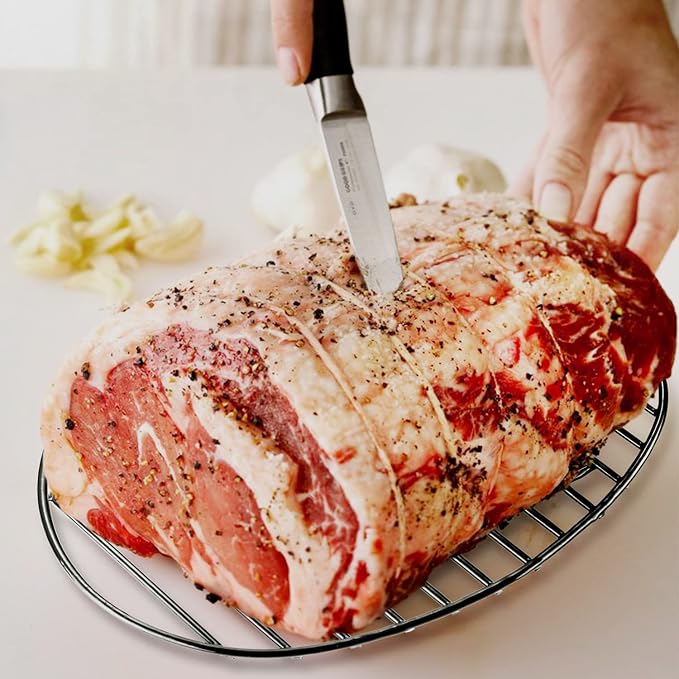 Roasting Rack Enamel 12.5"*8.5"Fits 15In Roasting Pan,Dishwasher Safe,Black | Enamel Finished Roasting Rack Features Stable Integrated Feet,Dishwashable Ideal for Cooking,Basting,Cooling by DIMESHY