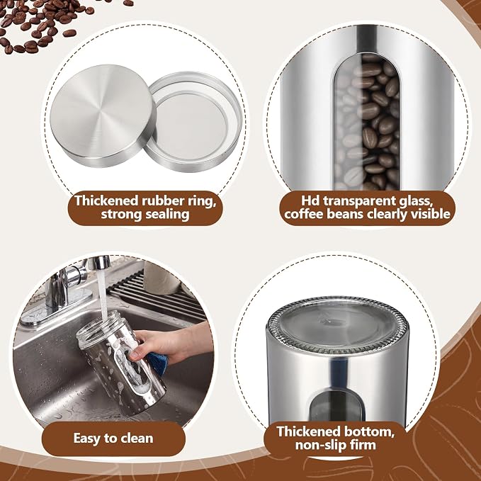 Coffee Ground Containers with Shelf,3,Classic Style,9.9 x 4.9''