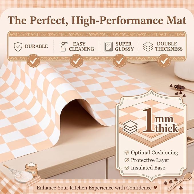 2 Pcs Checkered Silicone Baking Mat Non-stick Reusable Oven Liner, Food Grade Silicone Roasting Mat with Anti-slip Grid Design for Baking, Oven, Air Fryer(Yellow and White, 17 x 25 Inch)