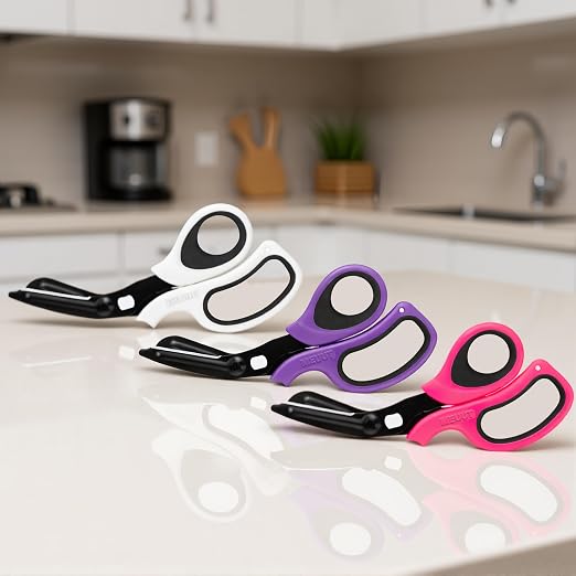 MEUUT All Purpose Scissors 8 Inch 3 Pack utility scissor for Heavy Duty Use | Fluorine Non-stick Coating, Milled Serrations, Stainless Steel Blades, TPE Soft Grip, for Office Craft Kitchen Medical Garden