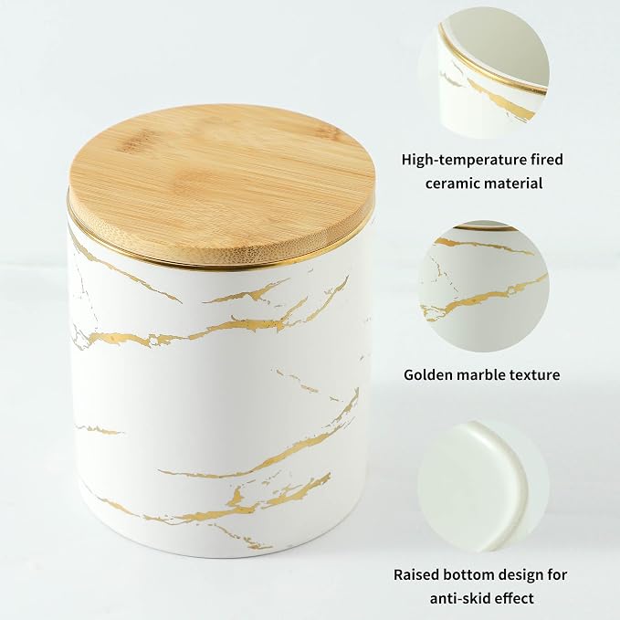 Food Storage Jar Strong Ceramic Storage Canisters with Airtight Seal Bamboo Lid Modern Design Seal Damp-Proof Kitchen Jar for Coffee, Tea,coffee