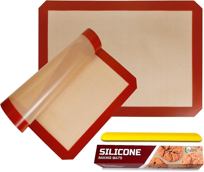 STATINT Silicone Baking Mat, Nonstick Half Sheet Baking Mat, Set of 2 | Premium Food Safe, Dishwasher Safe, Non Slip for Cookie Oven Reusable Mat, 16.5" x 11.6"