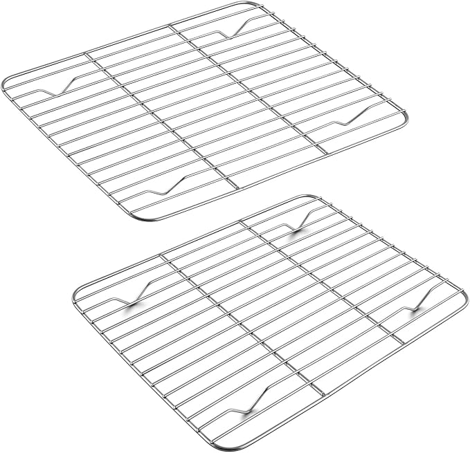TeamFar Cooling Rack, 9.75” x 7.5” Stainless Steel Wire Baking Rack, 2PCS | for Cooking Roasting Grilling, Fit for Oven Pan, Oven & Dishwasher Safe, Non-toxic & Heavy-Duty