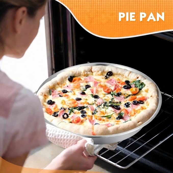 3 Pcs Deep Stainless Steel Pie Pan Set - Thickened Metal Baking Pans for Oven, Rust Proof Pie Plates for Kitchen(9.5 Inches,Standard Version)