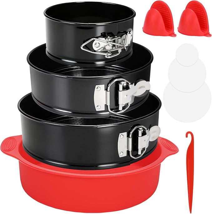 Springform Pan, 3PCS 4,7,9 Inch Cheesecake Pans with Removable Bottom & Leakproof Latch, Round Cake Molds for Baking.