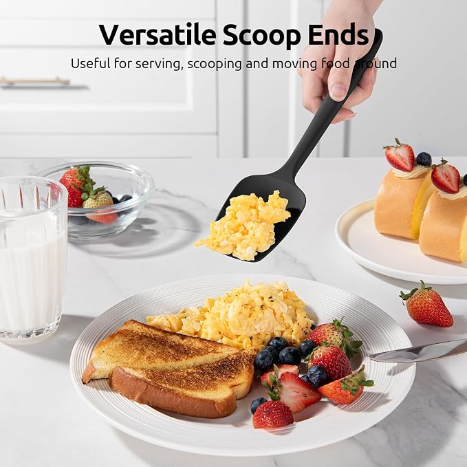 U-Taste Silicone Spatula Set with 600 Degrees Fahrenheit Heat Resistant (Black) | Food Grade Hot-Proof Seamless Rubber Scraper, Kitchen Flexible Silicon Cooking Utensil Set, Diswasher Safe Baking Supplies