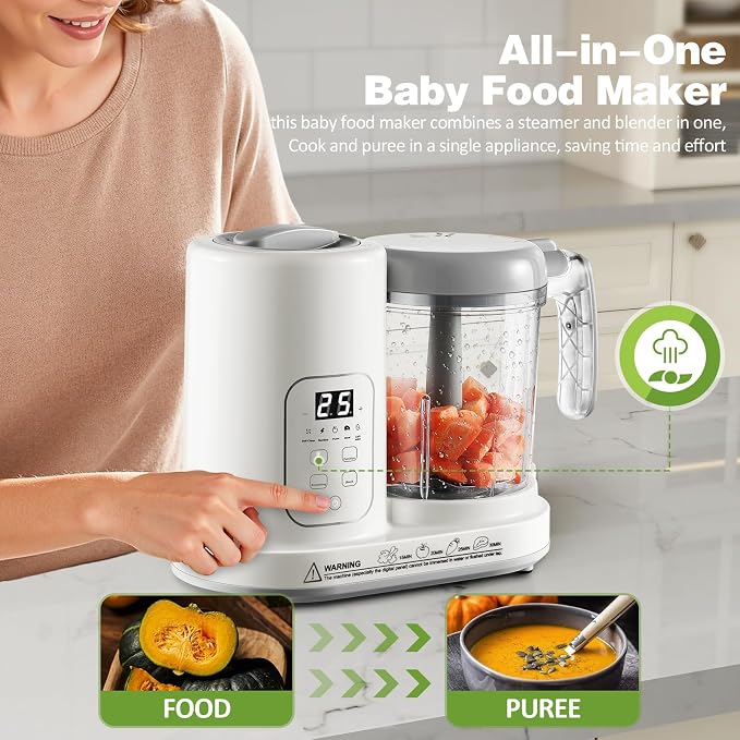 Baby Food Maker Pro Steamer Blender: 4 in 1 Auto Steam Blend and Puree Maker with Self-Clean for Healthy Baby and Toddler Meal Prep - BPA-Free