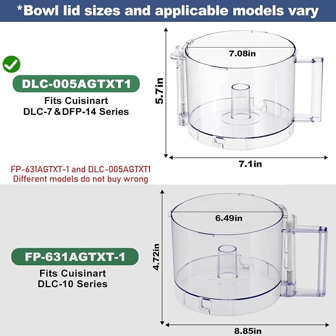 Top with 4 Locking Tabs DLC-005AGTXT1 Food Processor Work Bowl Replacement with Handle 14-Cup Compatible With Cuisinart DFP-14,Fits DFP-14NWBCT1 Work Bowl Cover