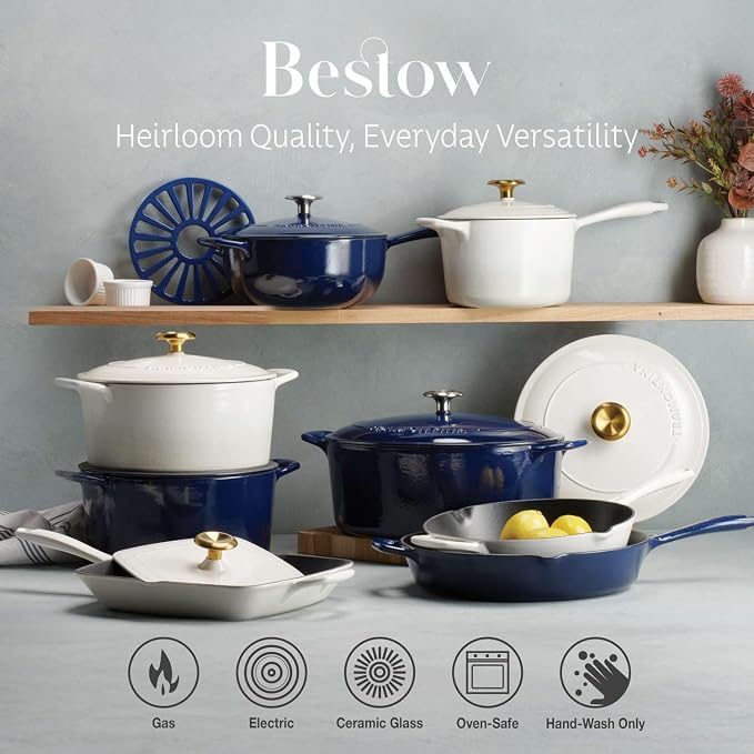 Tramontina Bestow Enameled Cast Iron 6.5-Qt Round Dutch Oven Pot with Lid | Great for Braising, Roasting and Bread Baking - Red