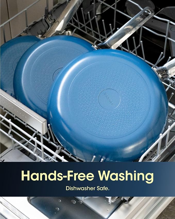 Nonstick Frying Pans Skillets, 3 Pcs Ceramic Coating Pans Set | Swiss Nonstick Coating, PFAS/PTFE/PFOA-Free, Stackable Design, Oven & Dishwasher Safe, 8/9.5/11 Inch