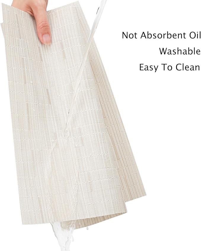Myir JUN Placemats Set of 4 Kitchen and Dining Table Placemats | Vinyl Placemats Place Mats Indoor/Outdoor Set of 4 Washable Table Mats Non-Slip Place mats for Dining Table, Off white
