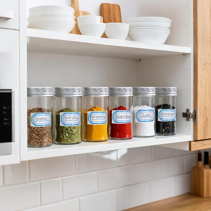 Segarty 3oz Spice Jars with Silver Aluminum Lid, 2 Pack 90ml Round Spices Bottle for Seasonings Cereal Storage, Empty Glass Seasoning Container Set, Salt and Pepper Organizers with 7 Stickers 1 Brush