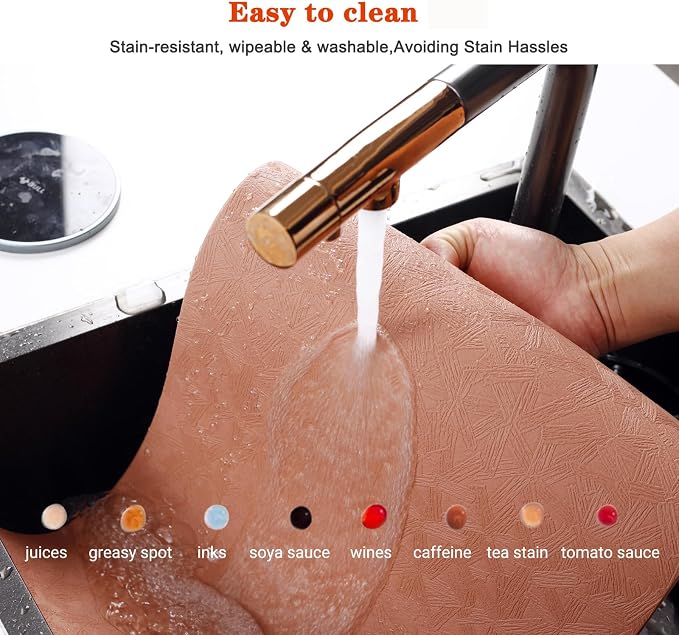 Coral Vinyl Placemats Set of 4 Waterproof Wipeable Table Mats | Heat Resistant Easy Clean Place Mats Faux Leather Table Mats Washable PVC Table Placemats for Dining Table