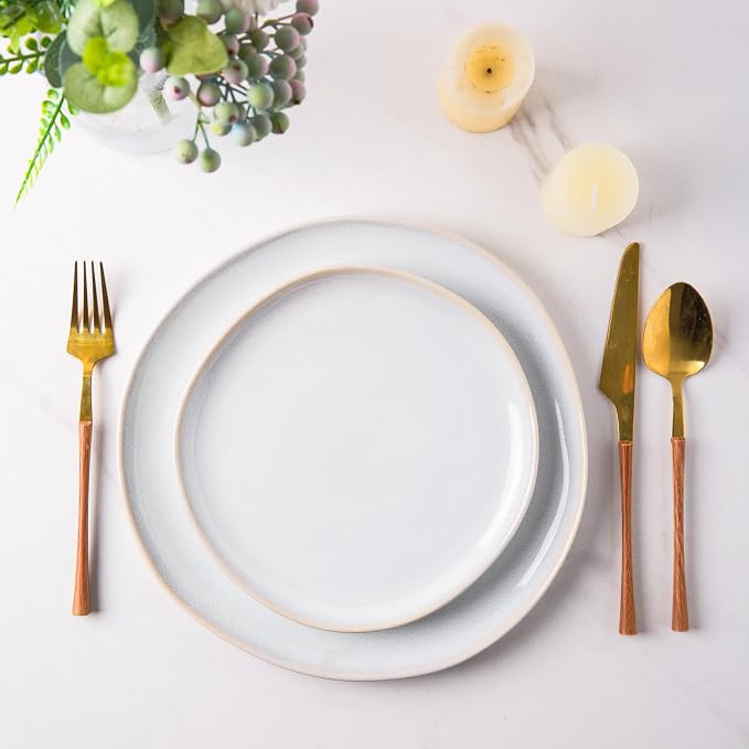 AmorArc Ceramic Dinnerware Sets for 8, 24Pcs Plates and Bowls Sets Dishes | Stoneware Handmade Reactive Glaze Dinner Set, Highly Scratch Resistant | Dishwasher & Microwave Safe Dishware