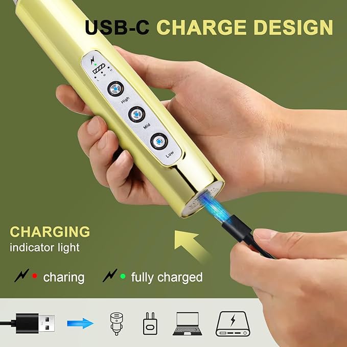 YUSWKO Handheld Milk Frother Wand for Coffee, Rechargeable Electric Whisk with 3 Heads 3 Speeds Drink Mixer Coffee Frother For Latte, Cappuccino, Hot Chocolate, Egg, Champagne Gold with Holder