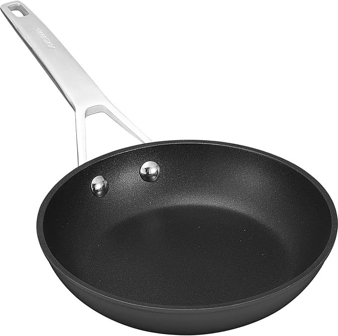 MsMk 8.5 Inch Small Nonstick Frying pan, Grey Egg Omelet Skillet | Non Toxic, Even Heating, Easy Clean, Dishwasher & Oven Safe, suitable for gas & electric & induction stoves, PFOA & PFAS Free